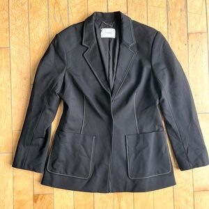 Dorothee Schumacher Classic Contrast-Stitched Black Tailored Blazer Size 4 Small